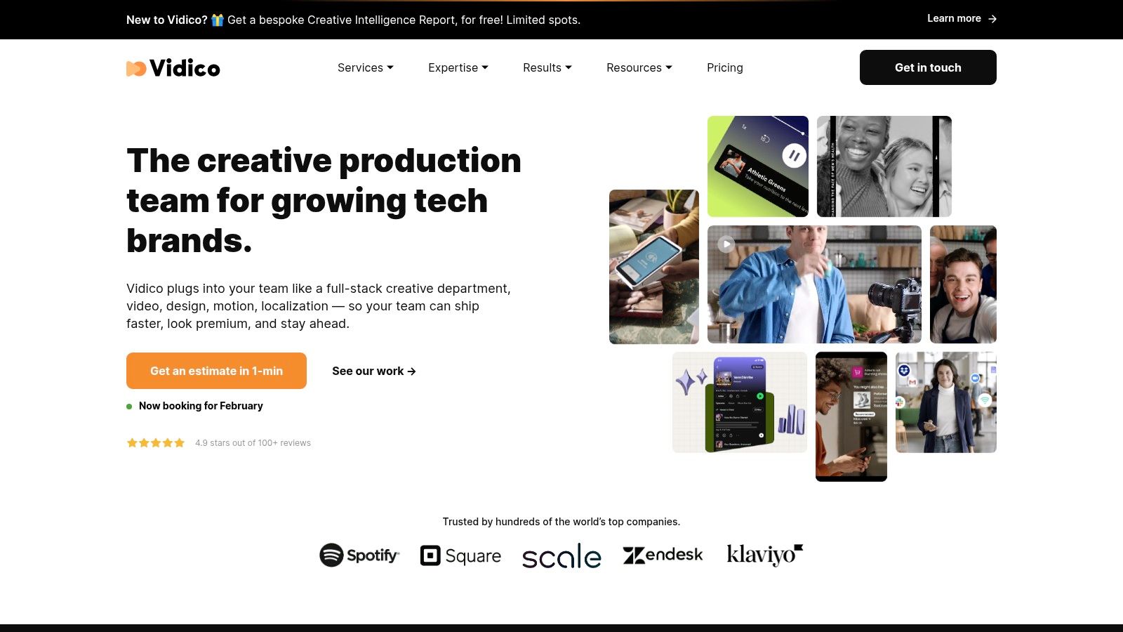 Vidico agency homepage showcasing professional SaaS product demo services and video marketing portfolio