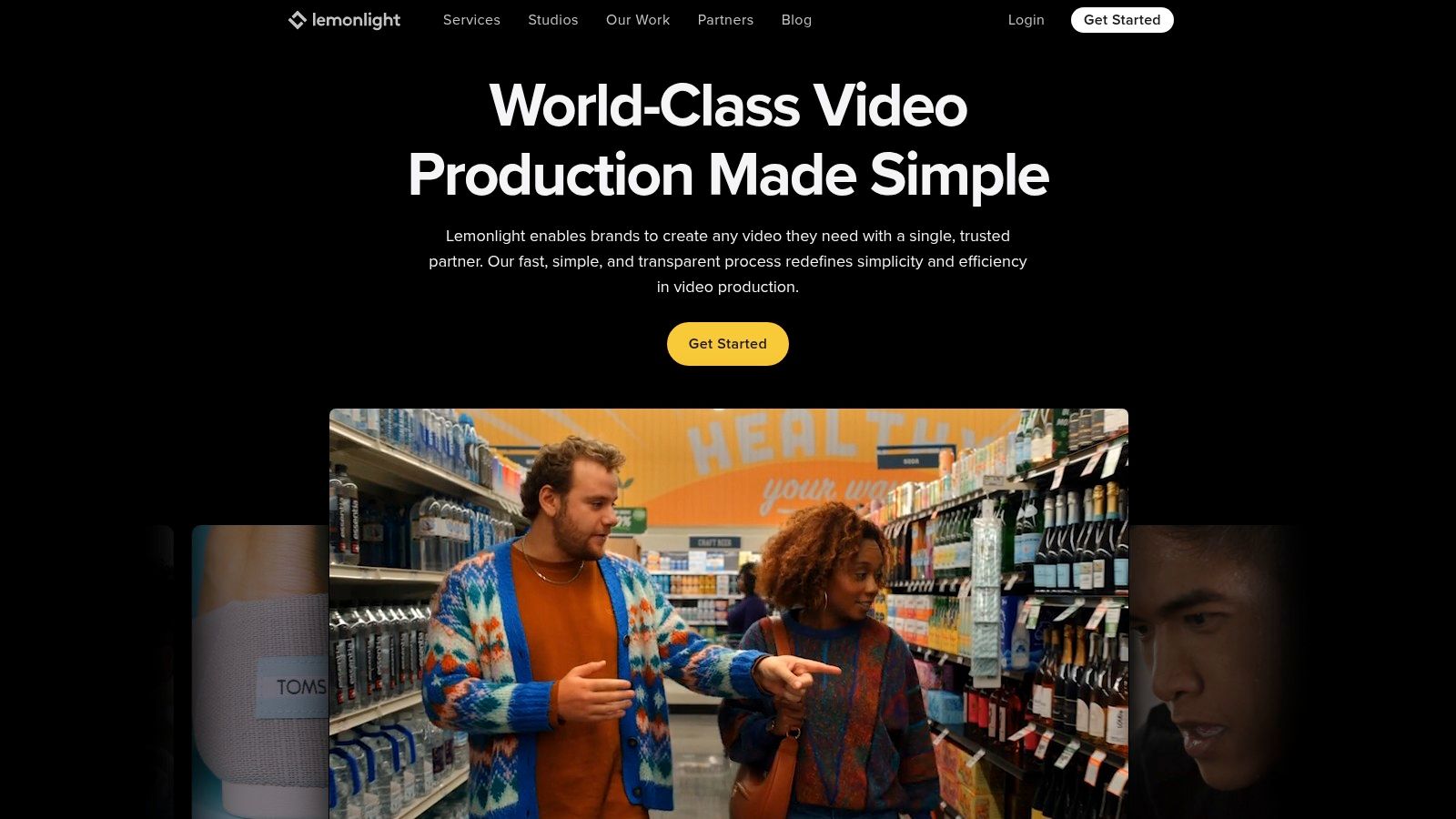 Lemonlight website showing transparent pricing for SaaS product video production and video marketing packages