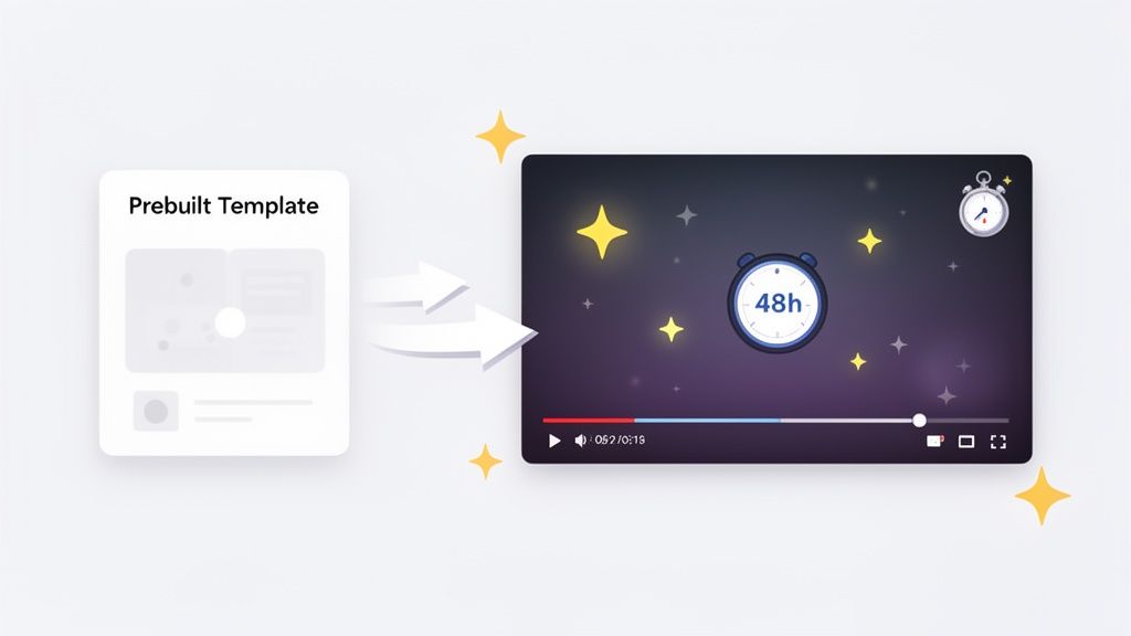 Animated template preview representing a pre-built structure for SaaS videos.