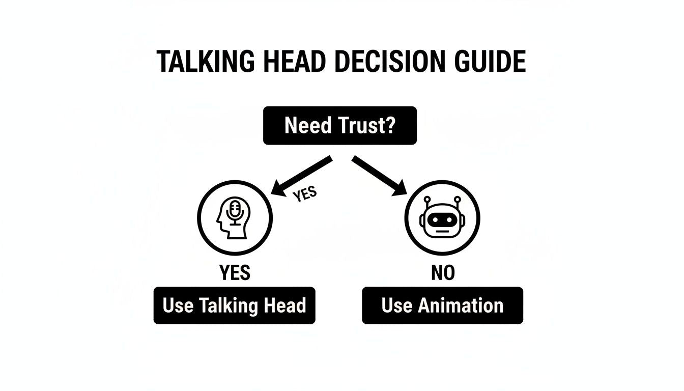 Trust-building guide for talking head videos in SaaS.