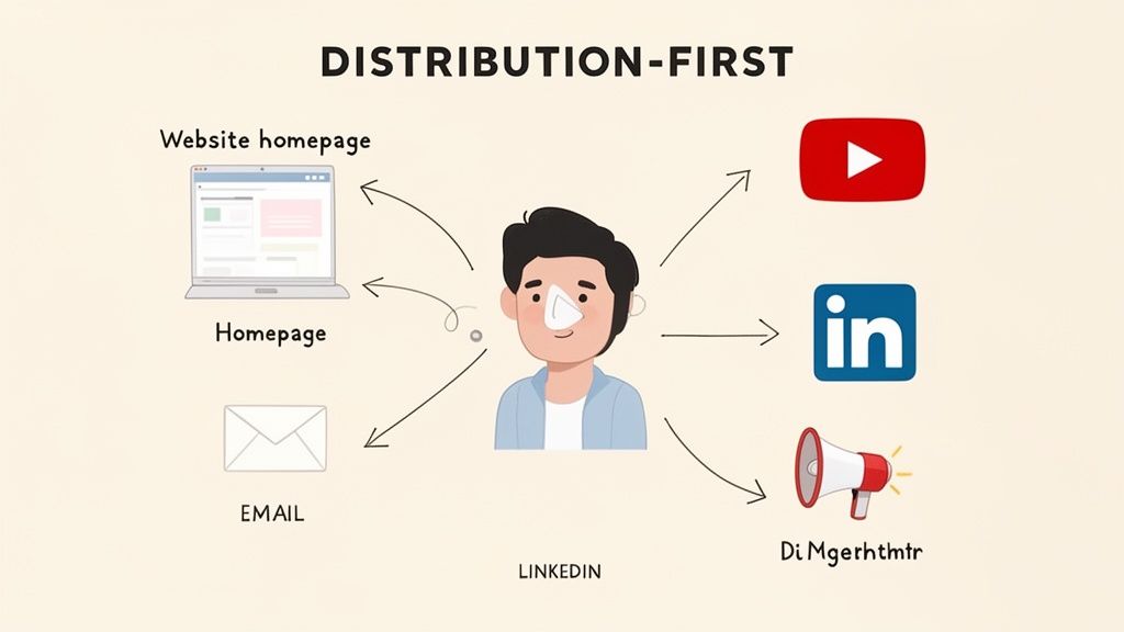 Distribution diagram showing how to repurpose an explainer video across channels.